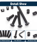 Crib Hardware Replacement Kit With 28 M6 Stainless Steel Hex Socket Bolts And Zinc Barrel Nuts detail showing nuts and bolts.