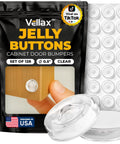 128 Self Adhesive Cabinet Door Bumpers For Quiet Closures No Slams Clear silicone rubber pads with packaging.