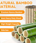 Queen Size Bamboo Bunkie Board Heavy Duty Bed Base Under Mattress Zero Flex Platform Holding Up To A Ton natural bamboo material with green bamboo tubes and wood.