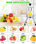 8 Section Citrus Cutter slicing lemon, fruits displayed, 420 stainless steel blades, heavy duty wedge cutter in kitchen