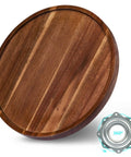 12 Inch Wooden Lazy Susan Organizer With Smooth 360 Spin, Nifty Tabletop Turntable For Spices And Napkins, showing hardwood surface.