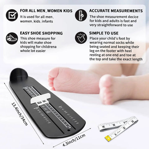 Dope Foot Size Gauge For Realistic Shoe Sizing, Easy To Use Foot Measurement Device, Portable ABS Plastic Ruler, Lightweight Foot Length Tool For Sneakers Boots And Dress Shoes, black foot ruler 13.4 x 4.3 in