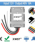 Beefy 12V To 48V DC Boost Converter Module 8A 384W Waterproof Power Supply with four colored wires and aluminum casing