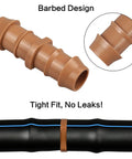 20 Piece One Half Inch Drip Irrigation Barbed Coupling Connectors For 0.56 To 0.60 Inch Tubing, detailed barbed design