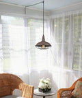 Industrial Plug In Pendant Light Barn Style Hanging Lamp with Wire Cage Rustic Copper Finish ETL Listed Swag Light Fixture