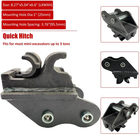 Dope Quick Hitch Attachments For Mini Excavators 0.6 To 3 Tons Rugged Quick Coupler System shown in various angles