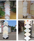 Top Shelf Heavy Duty Tile Sample Display Rack With Rock Solid Iron Frame For Marble Slab Floor Board Templates Large Gold Finish Built Tough Job Site Ready Rack showcasing various tile samples in multiple settings.