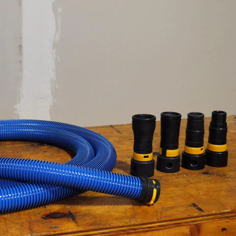 30 Ft Antistatic Vacuum Hose With Expanded Multi Brand Power Tool Adapter Set For Shop Vacs Grounded Conical Electrostatic Dissipative Dust Collection Hose Blue