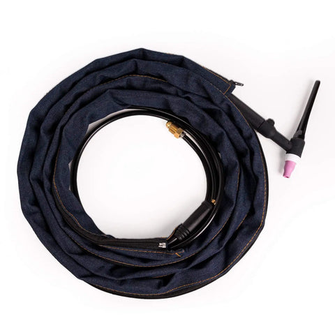 Pro Grade TIG Welding Torch Cable Cover with Cowboy Zipper Jacket Style 12 Feet Long Kevlar Stitching Heavy Duty Shield