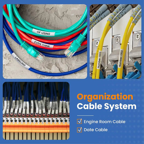 Rock Solid Heavy Duty Heat Shrink Cable Markers 3 Pack, labeling cables in vibrant colors for organization and identification.