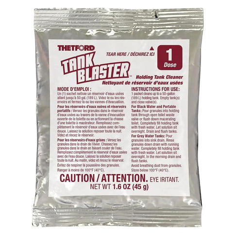 Tank Blaster Level Sensor Cleaner For Black And Gray Water Tanks And Portable Tanks 2 In 1 Enzymatic Foam Cleaner Overnight Clean And Dump And Go For Waste Grease 4 Pack 1.6 Oz Packets Safe For RVs Boats, 1.6 oz packet