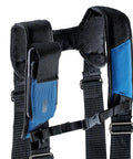 Close-up of suspenders from Three Bag Tool Bag Set With Suspenders In Royal Blue Heavy Duty 1680D Poly LoadBear Stretch Suspension.