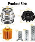Toyota Oil Filter Housing Cap Assembly Kit With Oil Plug, Premium Aluminum Replacement dimensions illustration