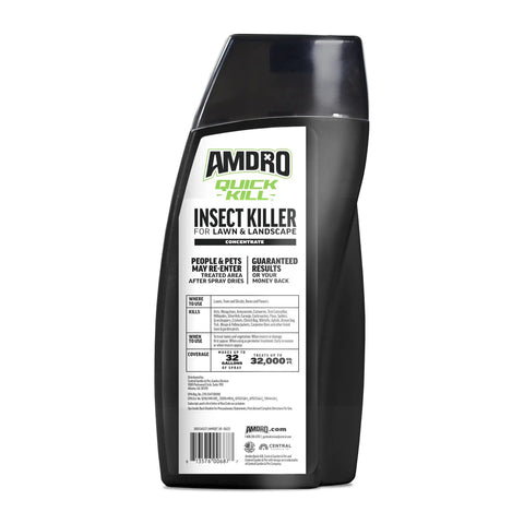Fast Acting Outdoor Insect Killer 32 Oz bottle label with product details for lawns, gardens, and landscapes