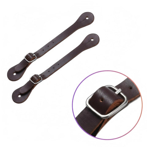 Adjustable leather spur straps for Two Piece Horse Spurs Set for Cowboy Boots with Western Equestrian Riding Spurs