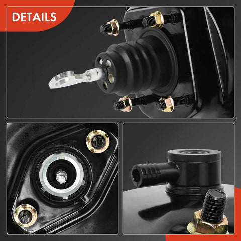 Close-up view of Kickin Ass Vacuum Brake Booster for Jeep Cherokee Comanche Wagoneer 1985-1990, detailing studs and fittings.