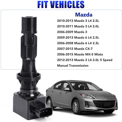 Mazda Ignition Coils Four Pack For Mazda 3 2.0L 2.3L 2.5L MX5 CX7 2006 2007 2008 2009 2010 2011 2012 2013 Coil Packs