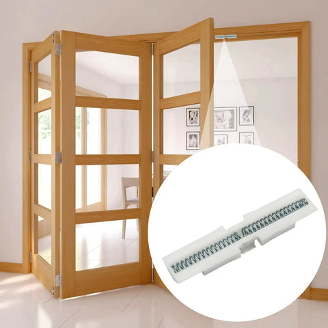 Smooth Sliding Bifold Closet Door Slide Guide White ABS With Two Way Spring Top Mount Track shown near bifold doors