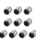Premium LM8SUU Linear Ball Bearings With Exact 8mm Bore And 15 mm Outer Diameter arranged in a grid view.