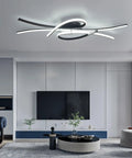 Slick Modern LED Ceiling Light Fixture 54W 3780 Lumens Flush Mount Chandelier for kitchen bedroom living room office, black finish.