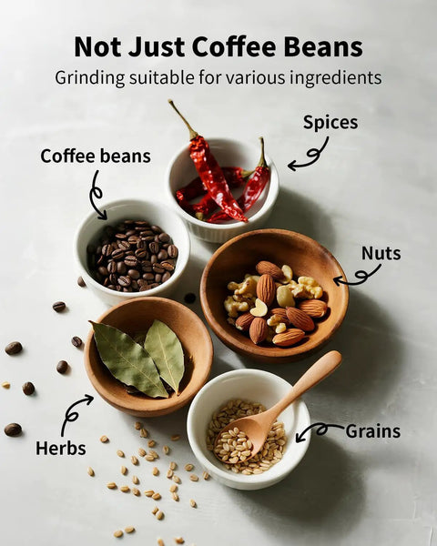 Variety of ingredients for Electric Coffee Grinder With 70g Large Capacity And Visual Timing Knob For Precise Grind, Quiet Bean Grinder