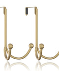 Matte Gold Over The Door Double Hanger Hooks Twin Metal Organizer For Coats Hats Robes And Towels Space Saving Door Hook Side View