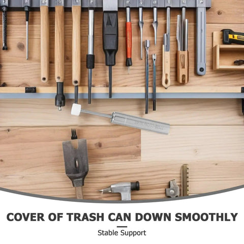 Soft Close Trash Can Damper Piston Kit For Home Kitchen Office, Quiet, Smooth Lid Closure, Steel And Plastic Mechanism, on a tool wall