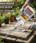 Badass Concrete Crack Filler For Dog Runs And Kennels Offers Kickin Odorless Mineral Cure applied to stone surface by gloved hand.
