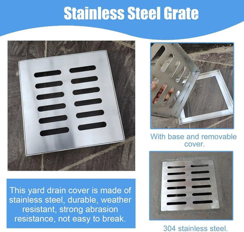 Tough As Nails Square Catch Basin Drain Grate 304 Stainless Steel Drainage Cover with removable cover for easy cleaning.