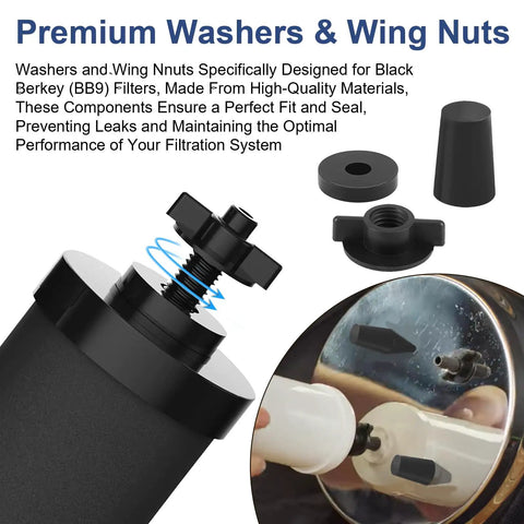 Water Filter Maintenance Kit With Silicone Blocking Plugs, Washers And Wing Nuts For Gravity Water Filter Systems