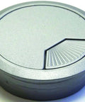 Adjustable Metal Desk Grommet For 2-3/8 Inch Cutouts In Gray Model 61621, closed view, cable management solution.