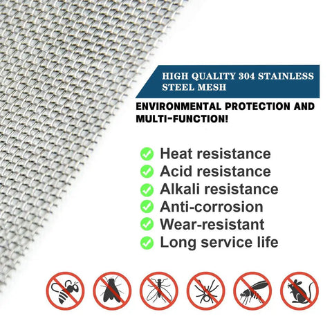 Sturdy Stainless Steel Wire Mesh Sheet 20 Mesh With 1mm Openings And 0.4mm Wire Diameter 21x30 Cm Rodent Proof Screen features
