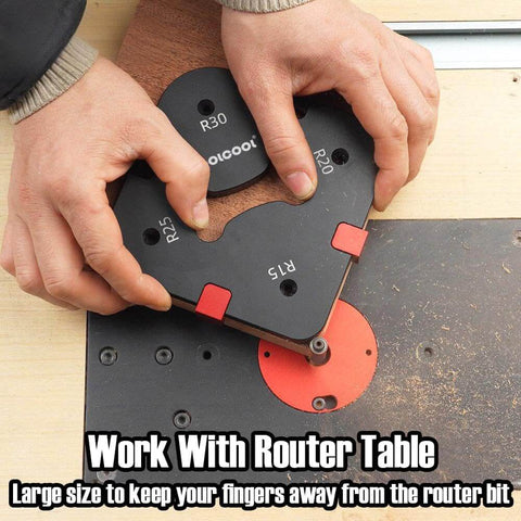 Router Corner Radius Template Kit With Aluminum Alloy Jig, CNC Machined And Anodized, used on router table for woodworking