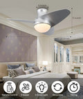 Bedroom with 36 Inch Low Profile Ceiling Fan With Lights Flush Mount Reversible DC Motor Dimmable LED 3 CCT Settings
