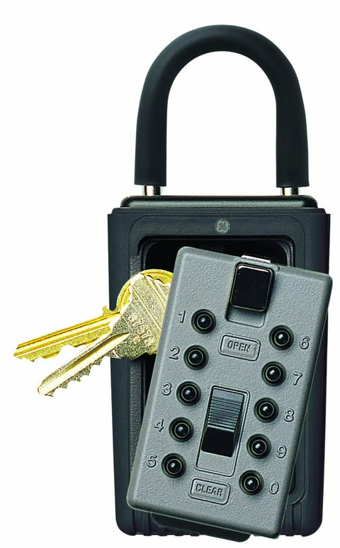 AccessPoint 001166 KeySafe 3 Key Portable Push Button Key Safe Box Titanium Gray with visible keypad and keys