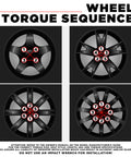 Wheel torque sequence diagram for Black Chrome M14x1.50 Duplex Lug Nuts With Key 7 Spline Drive For Aftermarket Wheels.