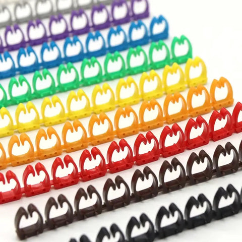 Colorful Clip On Wire Marker Tubes 0.1 x 0.1in Digital Number Cable Markers in 10 colors for easy wire management
