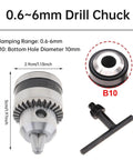 0.6-6mm drill chuck with B10 base for Mini Table Drill Kit With 12-24V DC Motor, 10000-20000 RPM, DIY Bench Drill