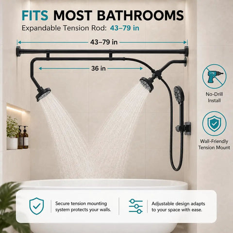 Triple Shower Head System With Handheld Goes Hard On Pressure Adjustable Dual Heads For Tubs Built Tough No Sweat Setup Zero Drip Design Straight Up Solid Bathroom Upgrade