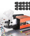 Pneumatic Wire Terminal Crimping Tool With 15 Replaceable Dies For Electrician Projects Handles 0.5 To 16 Square Milli Meters with various connectors.