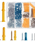 Heavy Duty Self Drilling Drywall Anchors And Screws Zinc Metal Wall Plugs That Grip Tight For No Sweat Setup Durable Self Tapping Design With Solid Fifty Pound Load Capacity 270 Piece Diy Home Fix Kit in assorted sizes and colors