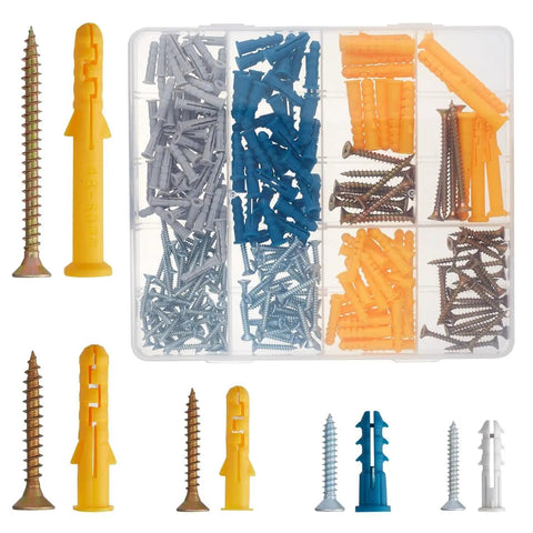 Heavy Duty Self Drilling Drywall Anchors And Screws Zinc Metal Wall Plugs That Grip Tight For No Sweat Setup Durable Self Tapping Design With Solid Fifty Pound Load Capacity 270 Piece Diy Home Fix Kit in assorted sizes and colors
