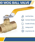 Three Quarter Inch Heavy Duty Full Port Brass Ball Valve 600 WOG FNPT FIP Threaded For Compressed Air Water Plumbing Or Oil Yellow Handle