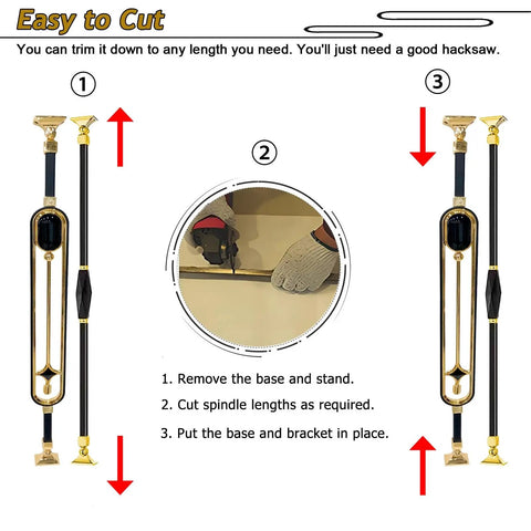 Built Tough Aluminum Stair Spindles With 270 Degree Pivot Brackets For Deck Or Patio DIY Railings Plus Ten Flexible Baluster Posts Easy cutting guide with spindles and brackets.