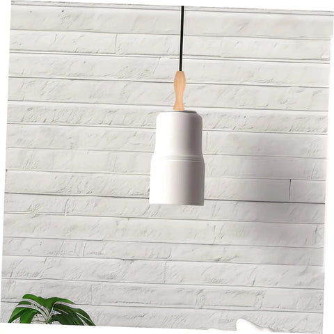 Wooden Chandelier Cord Grip For Ceiling Lights Simple Install Pendant Light Mounting Clip in white brick room.