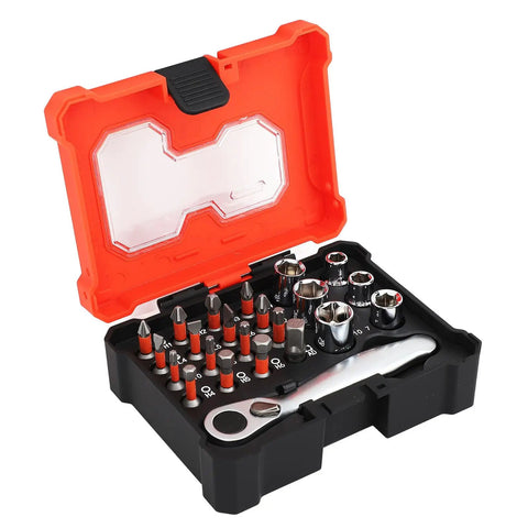 Versatile Socket Wrench Set With Twenty Three Piece Tool Kit Premium S2 Alloy Steel For Home Garage And DIY Projects