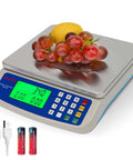 Pro Grade Digital Kitchen Scale 30Kg Commercial Food Scale 66Lb For Baking Bread And Meat, Stainless Steel, Price Computing LCD Display, grapes on scale