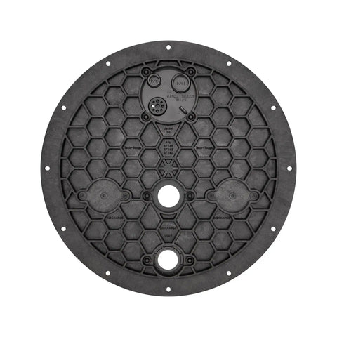Heavy Duty Sewage Basin Cover For 28 Inch Basin, Fits 24 Inch Basins, 12 Bolt, Gas Radon Odor Tight, Polyethylene Structural Foam, Black