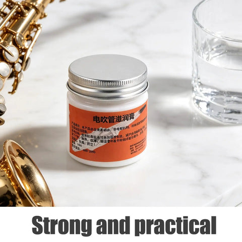 All In One Conductive Grease for Electronics and Woodwinds, 3.53oz White Paste Delivers Stable Conductivity, Safe on Nickel, Brass, and Gold Connectors, Keeps Wind Instrument Switches Smooth and Refurbishes Worn Parts, jar on white surface