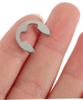Circlip And Split Washer 300 Piece Set Stainless Steel 304 E Type Retaining Rings Transparent Storage Case For Quick Access Pro Grade Rust Resistant Fastener Kit For Industrial Projects close-up of single E-type circlip on fingers.